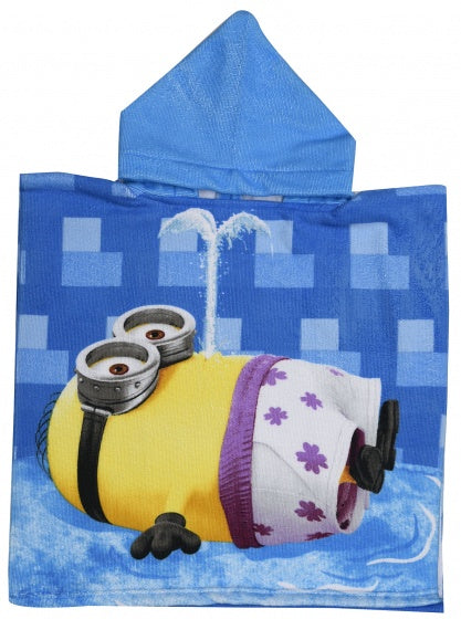 badponcho Summer Minions blauw junior 50 x 100 cm