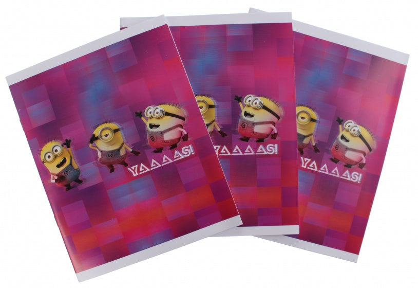 schriften Minions A5 gelijnd roze 3 stuks