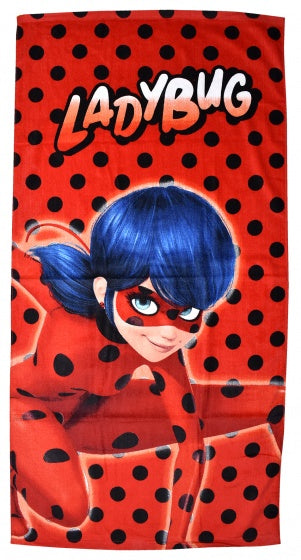 Ladybug strandlaken rood/zwart junior 70 x 140 cm