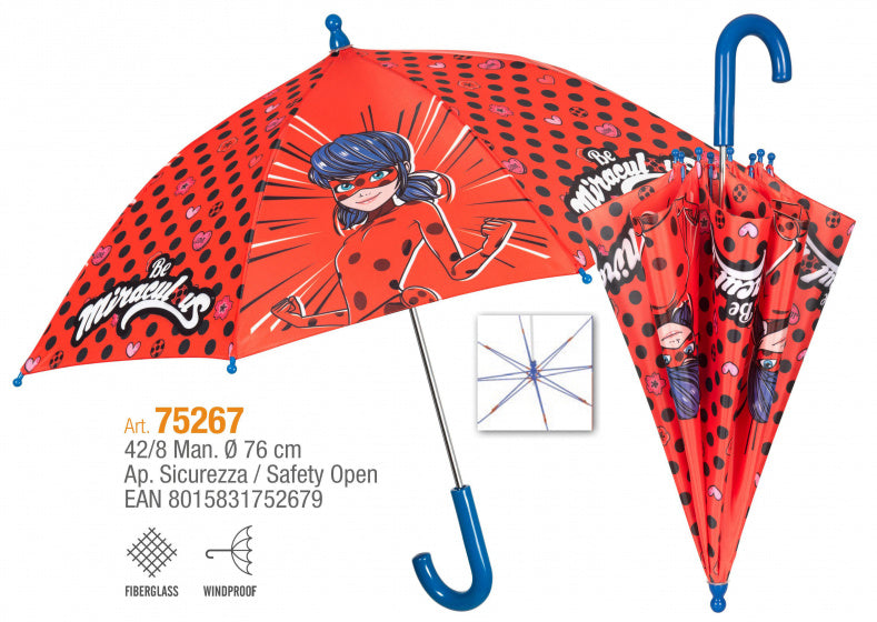 paraplu Ladybug 76 cm meisjes rood/zwart