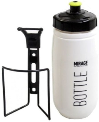 bidon met bidonhouder wit/zwart 600 ml