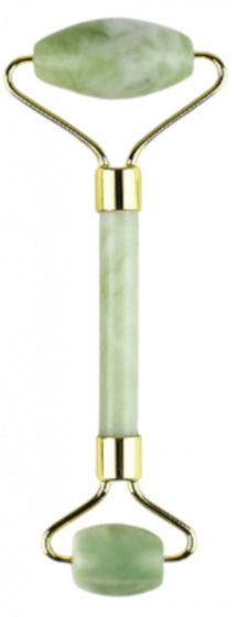 jaderoller 14 x 6 cm edelsteen/staal groen/goud 2-delig