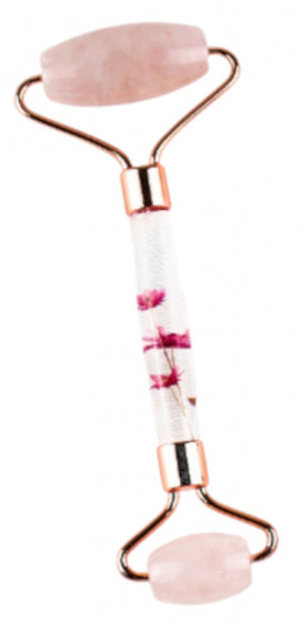 jaderoller 14 x 6 cm edelsteen/staal roze/roségoud