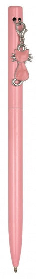 balpen kat met hanger roze 13 cm