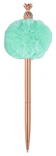 balpen pompom Ananas 19 cm groen/goud