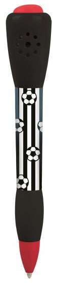 balpen voetbal met geluid junior 14 cm zwart/wit