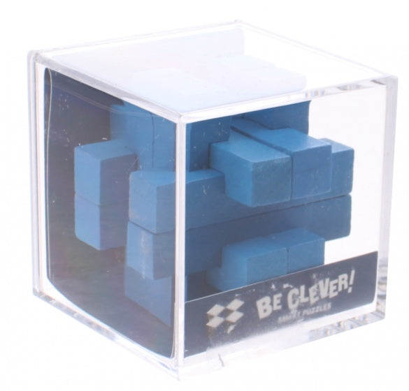 Be clever! houten smartpuzzel blauw 6 cm