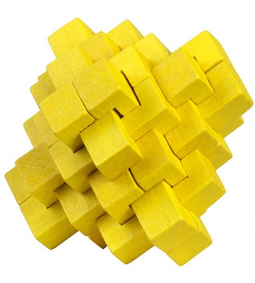 Be clever! houten smartpuzzel geel 6 cm