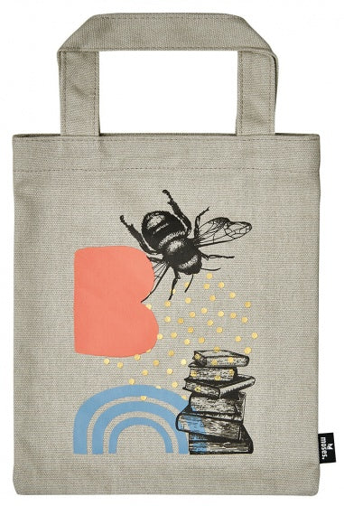 boekentas bij & boeken 20 x 25 cm katoen grijs