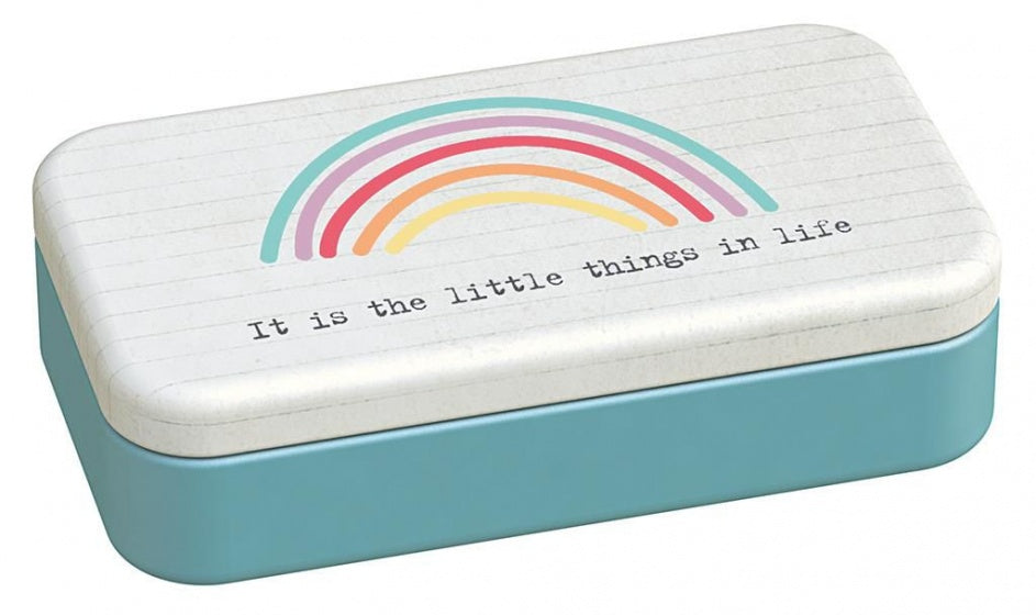 bureaudoosje met inhoud Regenboog 11 cm blauw