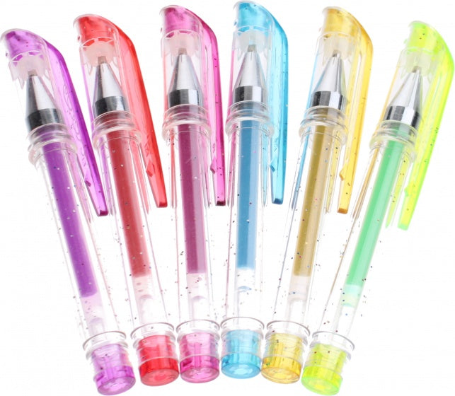 gelpennen glitter set á 6 stuks