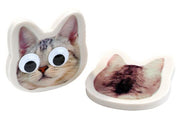 gum kat met bewegende ogen junior 6 cm beige