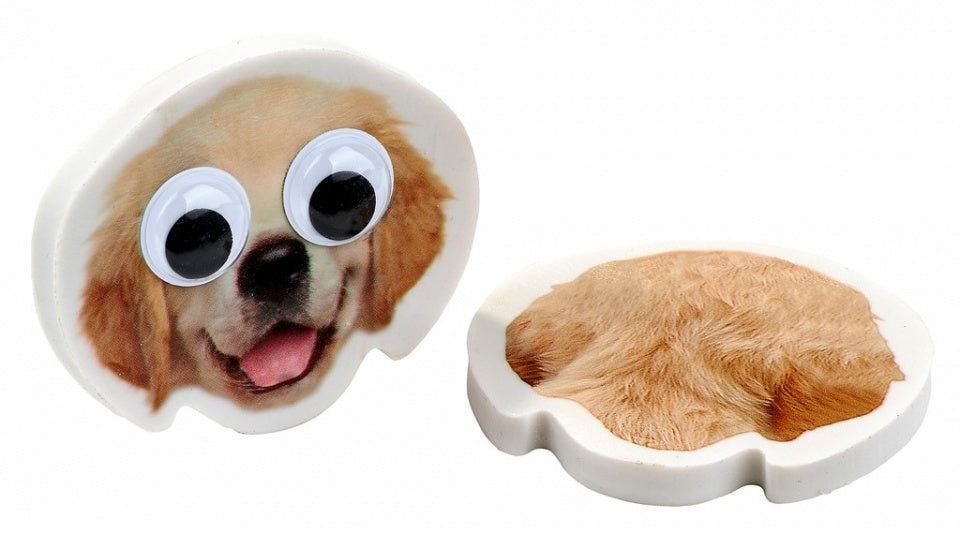 gum met bewegende ogen hond 6 cm wit