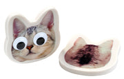 gum met bewegende ogen poes 6 cm wit