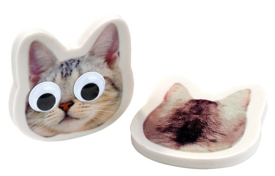 gum met bewegende ogen poes 6 cm wit