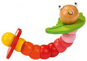 houten rups 17 cm roze