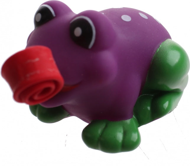 knijpfiguur kikker met roltong 6 cm paars