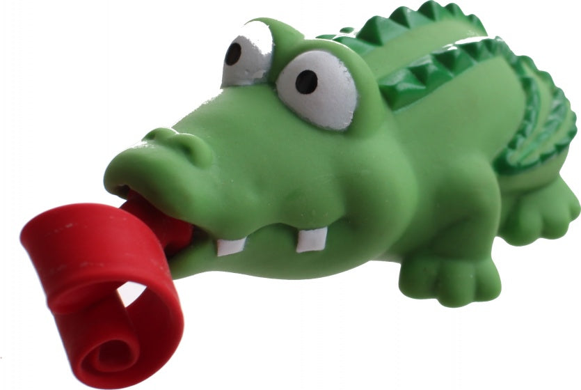 knijpfiguur krokodil met roltong 6 cm groen