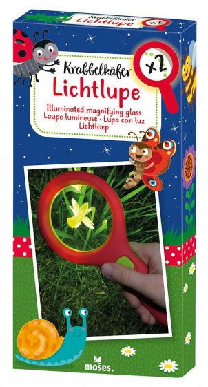 loep met licht Krabbelkäfer 18 cm groen/rood