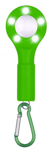 loep met zaklamp en karabijnhaak 13 cm groen