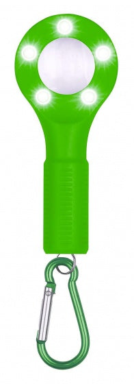 loep met zaklamp en karabijnhaak 13 cm groen