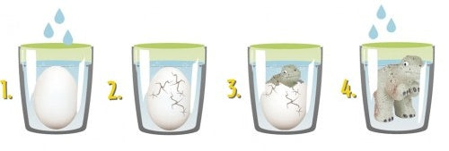 Magisch dinosaurus-ei 6 cm oranje/blauw
