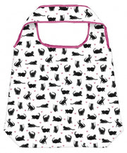 opvouwbare boodschappentas katten 10 liter wit/zwart