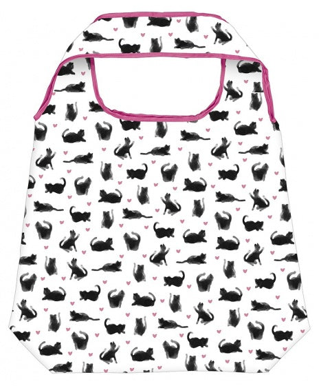 opvouwbare boodschappentas katten 10 liter wit/zwart