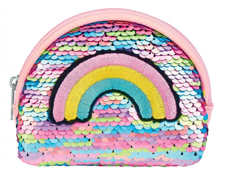 portemonnee regenboog pailletten roze 11 cm