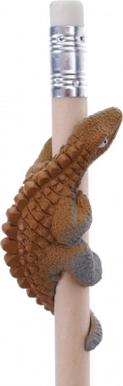 potlood met dinosaurus: Minmi 19 cm bruin/grijs