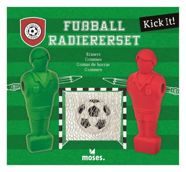 set gummen Kick It 8 cm junior rood/groen 3-delig