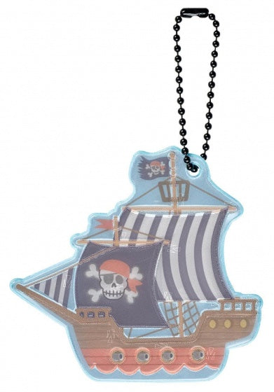 sleutelhanger Glimmis piratenschip 13 cm blauw/bruin