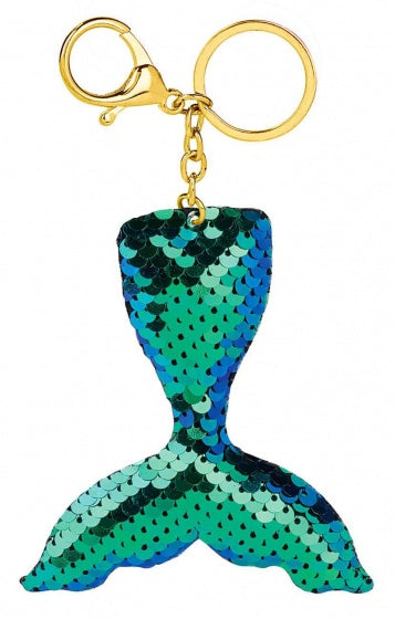 sleutelhanger zeemeerminstaart 7 cm groen/blauw