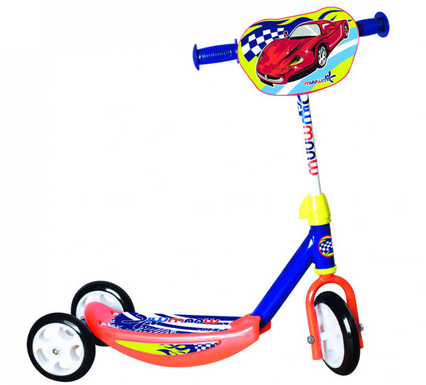 3-wiel kinderstep Racing Junior Voetrem Oranje/Blauw