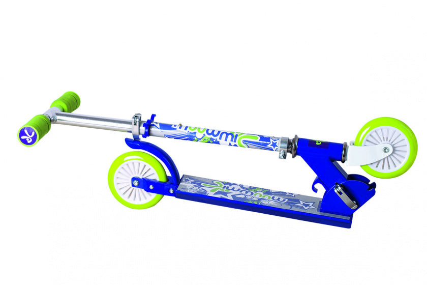 stuntstep Junior Voetrem Blauw/Groen