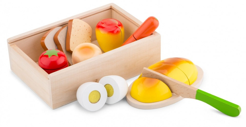 houten snijset snijplank met speelgoedeten 7-delig