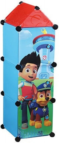 kast met 3 vakken Paw Patrol blauw 26x26x98 cm