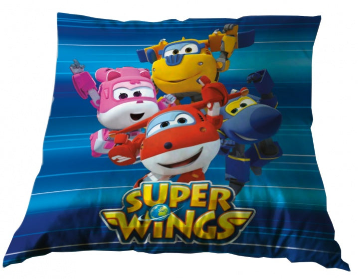 kussen Super Wings 35 x 35 cm blauw