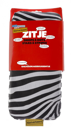 bagagedragerkussen zebra 32 x 15 cm PVC zwart/wit