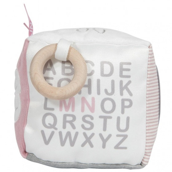 kubus Pink Rib-serie pluche meisjes 15 cm wit/roze/grijs