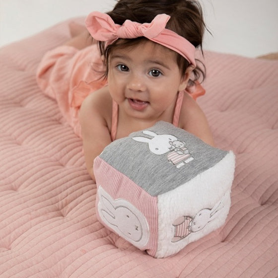 kubus Pink Rib-serie pluche meisjes 15 cm wit/roze/grijs