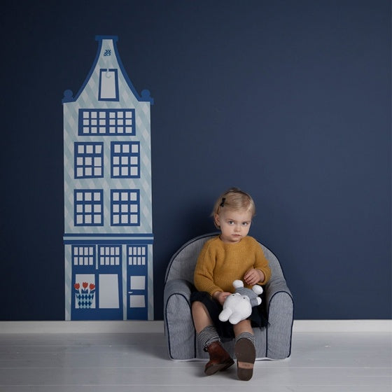stoel ABC-serie pluche junior 54 cm wit/blauw