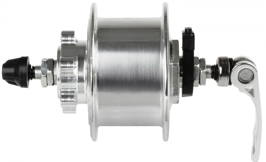Naafdynamo 36 Gaats 6V-3W Met QR Aluminium Zilver