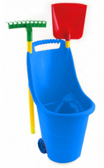 trolley met hark en schep 77 cm blauw