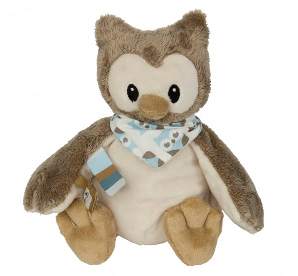 knuffel uil 20 cm bruin/blauw