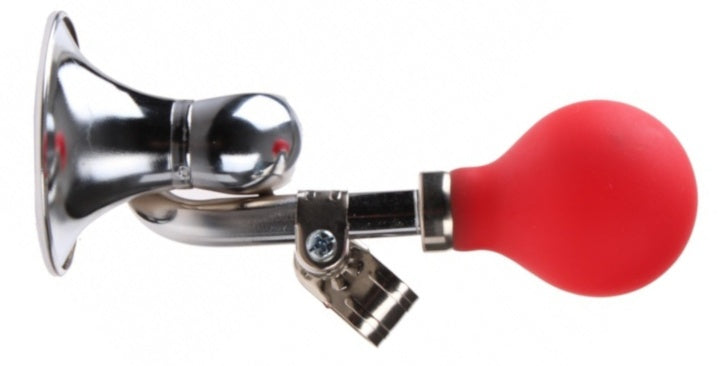 fietstoeter Posthoorn 17 cm zilver/rood