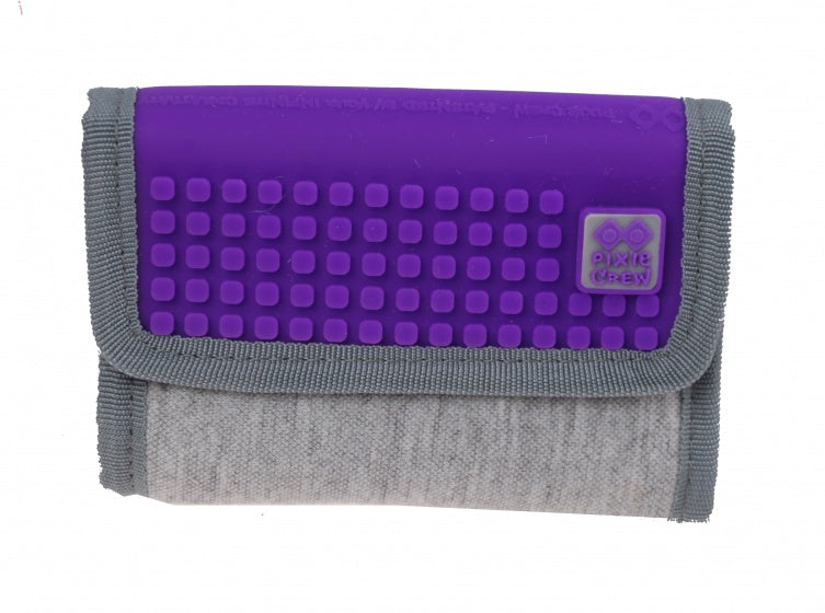 portemonnee met paneel 13 cm grijs/paars