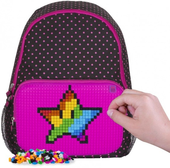 rugzak met siliconen paneel 14 liter fuchsia/zwart
