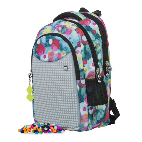 rugzak met siliconen paneel 32 liter roze/turquoise