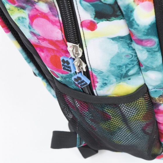 rugzak met siliconen paneel 32 liter roze/turquoise